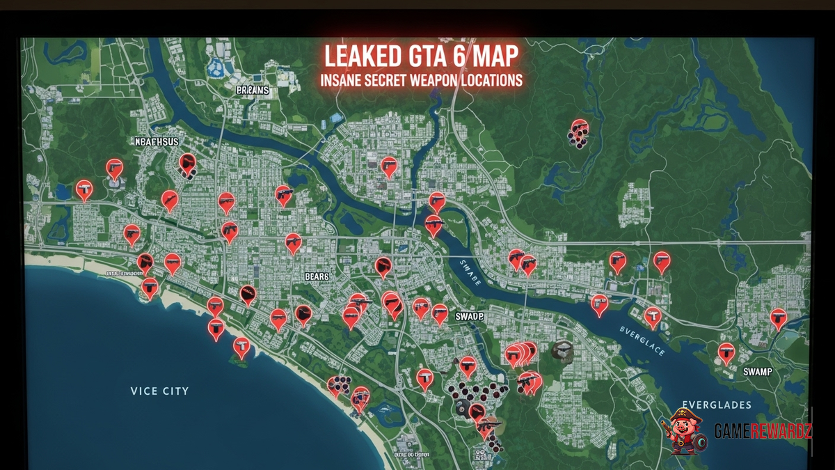 Leaked GTA 6 Map Reveals Insane Secret Weapon Locations.